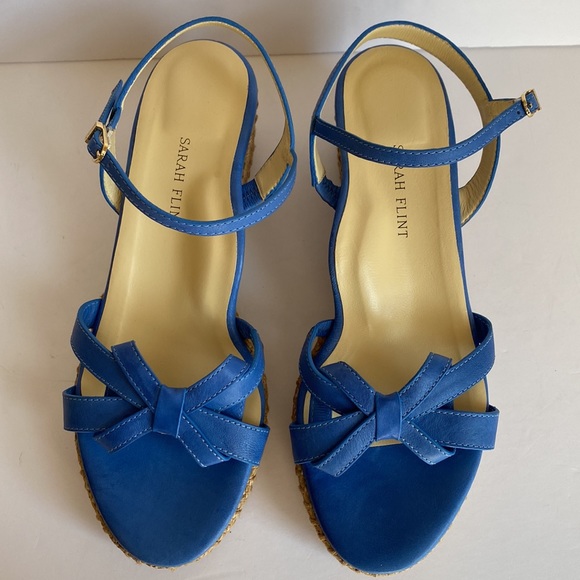 Sarah Flint Mirjana Leather Blue Wedge - Picture 15 of 15